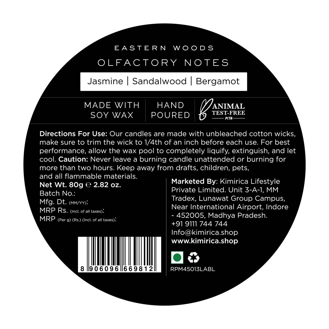 Eastern Woods Scented Candle 80g