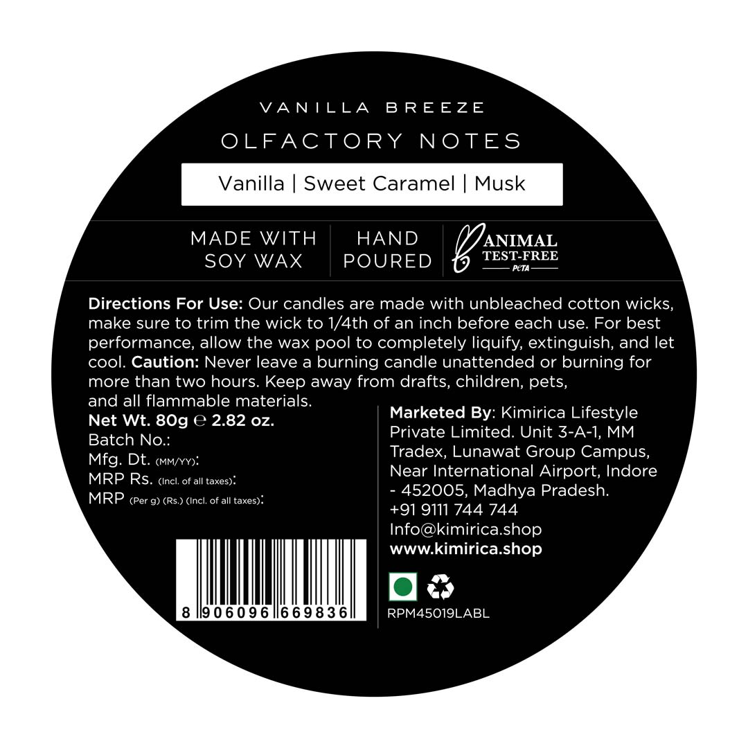 Vanilla Breeze Scented Candle 80g