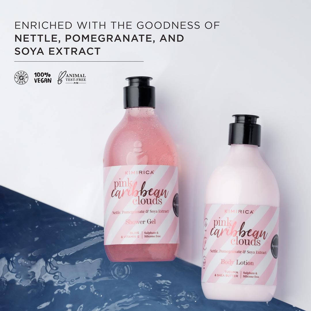 Pink Caribbean Clouds shower gel & body lotion duo