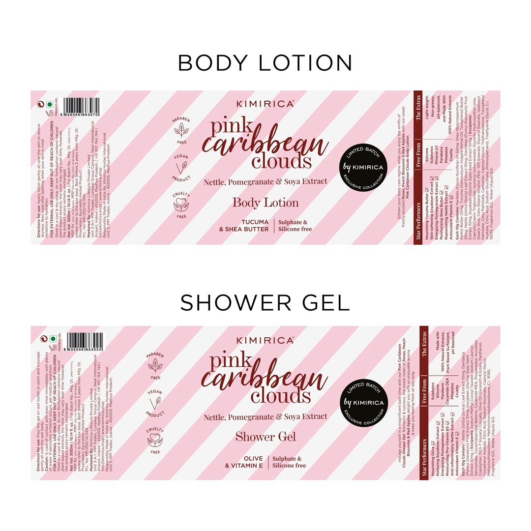 Pink Caribbean Clouds shower gel & body lotion duo