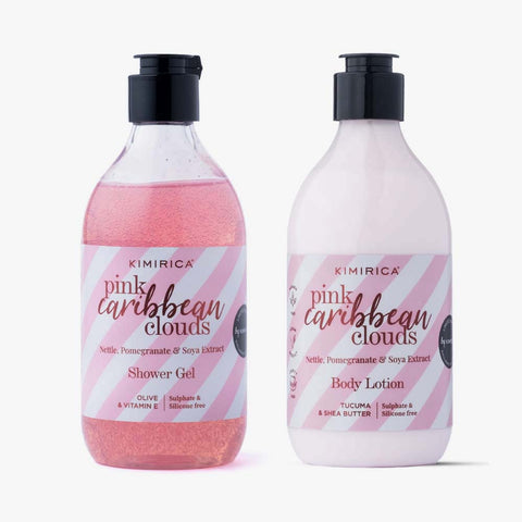 Pink Caribbean Clouds shower gel & body lotion duo