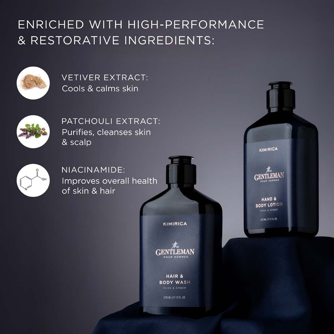The gentleman body wash & body lotion duo