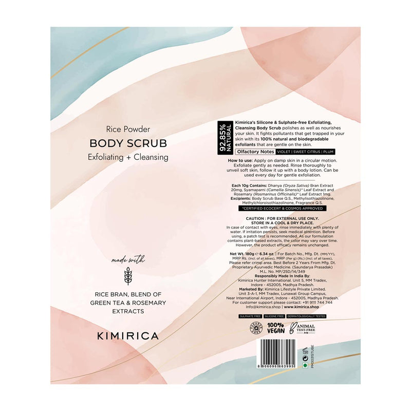 Buy 100% Vegan Rice Powder Body Scrub to Exfoliate your Skin | Kimirica